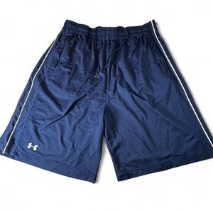 UNDER ARMOUR Men's Navy Blue Athletic Shorts XL With Pockets Adjustable Laces